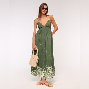 Abercrombie & Fitch Olive Green Floral Maxi Dress